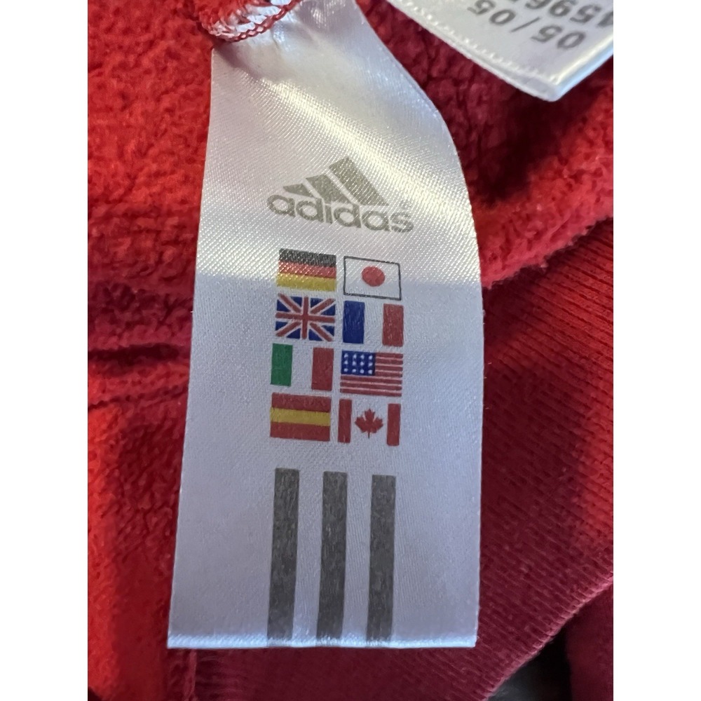 Adidas Hoodie Mens Large Red Black Pullover Spell Out Athletic Sweatshirt - Picture 4 of 7